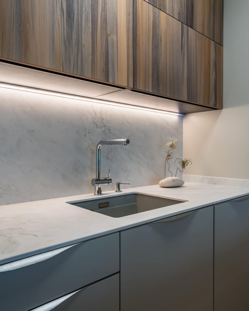 Cocina con barra de madera de roble natural - Imagen 2