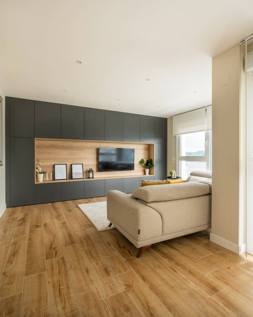 Mueble de salón antracita y madera - Imagen 4